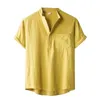 Men's T Shirts Mens O Neck Hip Hop T-Shirt Tops Home Vintage Pure Color Linen Solid Short Sleeve Retro Blouse Summer Fashion Men