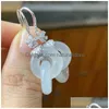 Dangle Chandelier أقراط Natural Hetian White Jade Round Roundlocking للنساء الكلاسيكية الخفيفة الفاخرة على الطراز الصيني الزفاف Sier DHSCF