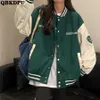 Giacche da donna Y2k Streetwear Lettera Harajuku Baseball Primavera Bomber da donna Cappotto corto allentato casual Capispalla coreano Verde Chaqueta 230202