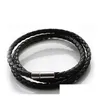 Andere Armbänder Modeschmuck Männer Schwarz Lederarmband Geschenk Seil Pseras Punk Cord Geflochtenes Paar Drop Lieferung Dh3Gr