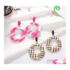 Dangle Chandelier Handmade Circle St Earrings For Women Lafite Weave Braid Big Hoop Earing Bohemian Jewelry Drop Delivery Otvnu