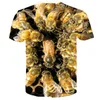 Męskie koszule t -ey honey pszczoły dla mężczyzn zwierzę zwierzęcy z krótkim rękawem TEE TEES 3D T-shirt T-shirt t-shirt zielone pszczoły Paint Tee
