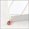 Pendant Necklaces Water Drop Crystal Necklace For Women Druzy Quartz Glass Mticolor Chain Delivery Jewelry Pendants Otkbg