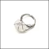 Solitaire Ring Irregar Doğal Kristal Taş Ayarlanabilir Altın Kaplama Bant Halkaları Kadınlar Moda Partisi Kulübü Punk Takı C3 Drop DHGG6