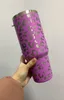 Tumbler de aço inoxidável de 40 onças com maçaneta de palha de tampa grande capacidade de cerveja caneca de leopardo garrafa de água ao ar livre camping traval xícara a vácuo bebendo copos de bebida