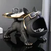 Dekorativa föremål Figurer Cool French Bulldog Butler Decor with Tray Big Mouth Dog Statue Storage Box Animal Harts Sculputre Figurine Home Gift 230201