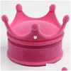 Gift Wrap Portable Mini Organizer Anti Rust Plush Crown Shape Rhinestone Rings Ear Studs Box High Grade Flocking Jewelry Case Pink 3 Dhjar