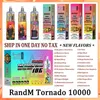 Originele randm tornado 10000 puffs wegwerp vape pen e sigaret met 1000 mAh oplaadbare batterij luchtstroomregeling mesh spoel 20 ml voorgevulde pod 10k 24 smaken