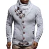 メンズセーター 2021 セーター男性秋冬無地長袖ニットジャケット西洋スタイルタートルネック毛皮の襟シングルブレスト