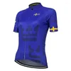 Racing Jackets Team Sweden Women Summer Cycling Jersey Bike Road Mountain Race Tops Blue Clothing Breathable Quick Dry