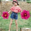 Decorazione della festa Kids Dance Props Flowers ombrello Bambini per ballare Performance SIMADED PEONY Flower Hand a mano fatta Diametro Handpi Dhrhv