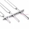 Pendant Necklaces Fashion Men's Simple Design Cross Necklace 3 Sizes Wholesale Stainless Steel Rope Chain