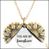 Pendant Necklaces Sunflower Necklace 12 Zodiac Alloy Unique Open Locket Women Party Love Jewelry Gift Constellations 3520 Q2 Drop De Dha56