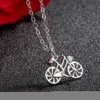 Подвесные ожерелья 925 Серебряные велосипедные ожерелье для женщин для женщин Творческое велосипедное ожерелье для велосипеда мужские и женщины подарки G230202