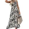 Casual Dresses Women's Summer Sleeveless Print Dress Long Female V Neck Camisole Beach Sling Coconut Leaf Boho DressCasual