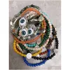 Kralen mode vintage boze oog charme streng streng armband 4 mm ronde agaat kristal kwarts stenen kraal armbanden met boomleven voor vrouwen j dhe7w