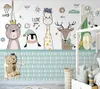 Wallpapers Papel De Parede Nordic Hand-painted Cartoon Small Animal Guard Board Children&#39;s Room 3D Wallpaper Mural Living Home Decor