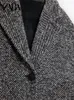 Kvinnor stickar Tees Zaba Autumn Winter Retro HerringBone Mönster Varma långsiktiga kappor Midlängd Löst Zigzag Twill Lapel Woolen 230202