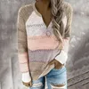 Kobiety swetry jesienne patchwork Pullovers Kobiety swobodny kontrast kolorowy kolor długi rękaw sweter pullover top koszulka mąer kenn22