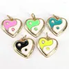 Pendant Necklaces 10Pcs 2023 Gold Plated Brass Colorful Yin Yang Heart Enamel Tai Chi Necklace For Women