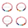 Perlé 7 Chakra 8 Mm Rouge Agate Patinée Pierre Brin Bracelet Perles Rondes Bracelets Énergie De Guérison Yoga Pour Hommes Femmes Bijoux Dhgarden Dhig4