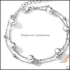 Link Chain Double Layer Pearl Bracelet Simple And Sweet Rose Gold Plated Titanium No Fading Link 3382 Q2 Drop Delivery Jewelry Brace Dhm4W