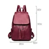 School Bags Woman Tassel Solid Color Backpack Casual Waterproof Lightweight Soft Leather Fashion Wild Shoulder Bag For Outdoor Travel