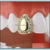 Grillz Dental Grills Shining Pave Gold Sier Color Hip Hop Teeth Top Side Rock Men Women Jewelry 68 E3 Drop Delivery Body Dhp4N