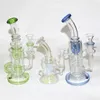 Hookahs blauwgroene kleur recycler glas dab rigs percolator waterpijpen glazen olierigs met 14 mm droge kruidenkommen mannelijke asvangers