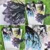 Pendant Necklaces Natural Ore Amethyst Stone Lemon Blue Druzy Charms Leather Rope Necklace Women Trendy Jewelry Factory Whol Dhgarden Dhege