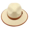 Breite Krempe Hüte Natürlicher Panama-Strohhut in weicher Form Sommer Damen/Herren Strand Sonnenkappe UV-Schutz Fedora Eger22