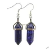 Charme Pierre Naturelle Charmes Boucles D'oreilles Reiki Healing Hexagonal Dangle Améthyste Lapis Fluorite Rose Cristal Boucle D'oreille Femmes P Dhgarden Dhlum