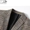 Мужские костюмы Пиджаки Клетчатый пиджак Мужской осенне-зимний стильный костюм Slim FashionTop Деловой повседневный однобортный пиджак Мужская одежда 230202