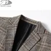 Costumes pour hommes Blazers veste de costume à carreaux hommes automne et hiver Style costume mince FashionTop affaires décontracté simple boutonnage Blazer vêtements pour hommes 230202