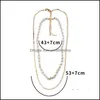 Łańcuchy moda 2 warstwy wisiorki Pearls łańcuch naszyjniki dla kobiet złoty metal naszyjnik
