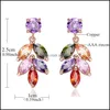 Dangle Chandelier Fashion Colorf Zircon Leaf Earrings For Women Rose Gold Plated Leaves Rainbow Drop Trendy Jewelry Party Delivery Ot4Kf