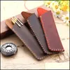 Pencil Cases 1Pc Genuine Leather Pen Holder Vintage Fountain Ballpoint Bag Portable Double Case Cute Pouch Office Bag1 Drop Delivery Dhsyq