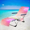 Chaves de cadeira capa de praia de férias na praia jardim de banhado de sol da cama de chapas de sol, cobertor absorvente com bolsa de toalha de bolso