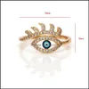 Кольца полосы S2230 Модные украшения Evil Eye Cring Rhinstone Blue Eyes Регулируемые C3 Drop Delivery DH6YQ