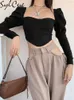 Zbiorniki damskie Camis sylcue elegancka romantyczna nieregularna corset kobiety stylowe puff rękawy wakacyjny uprawa top chuda swoboda streetwear żeńska y2302