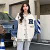 Damenjacken Deeptown Harajuku Mode Baseballjacke Frauen Niedlicher übergroßer College-Bombermantel Herbst Winter Koreanische Streetwear Sweatshirts 230202