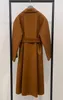 Women Bathrobe MMax Labbro 100% Cashmere blends Water ripple wool With Sashes Long Coats lapel neck Oversized