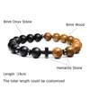 Strand Vintage Bracelet Perlé En Bois Naturel Hématite Croix Braclet 8mm Onyx Pierre Yoga Braslet Hommes Femmes Bracelet Bijoux Bileklik