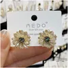 Stud mode sieraden licht luxe kristal daisy bloem oorbellen s925 sier post niche ontwerp drop levering dhwdz