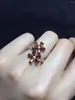 Klusterringar lyxiga Elegant Big Flower Natural Red Garnet Gem Ring S925 Silver Gemstone Forefinger Women's Party Gift Jewelry