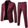 Men's Suits Blazers Costume pour hommes ensemble de costume formel Style coréen revers mince simple boutonnage costumes d'affaires mariage Blazer pantalon ensemble terno masculino 230202