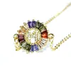 Pendentif Colliers En Gros Multi Couleur Zircon Cubique Incrustation A-Z Lettre L Femmes Bijoux