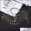 Chaîne de liaison bohème 6 pcs / set Love Star Moon Charm Bracelets pour les femmes Crystal Bleed Blue Weave Rope Summer Beach Jewelry Accessor Otvwu