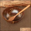 Tigelas criativas Creative Natural Coconut Wood Bowl Eco amig￡vel Salada de frutas Marra