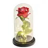 Dekorativa blommor Eternal Rose Glass Artificial Flower Led Light Decoration Wedding Valentines Day Father Mother Gift for Woman Red